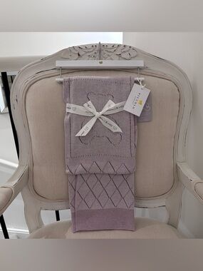 🤍 Soft Fine Knit Throw Teddy Bear Baby Blanket in Pale Lavender NWT
